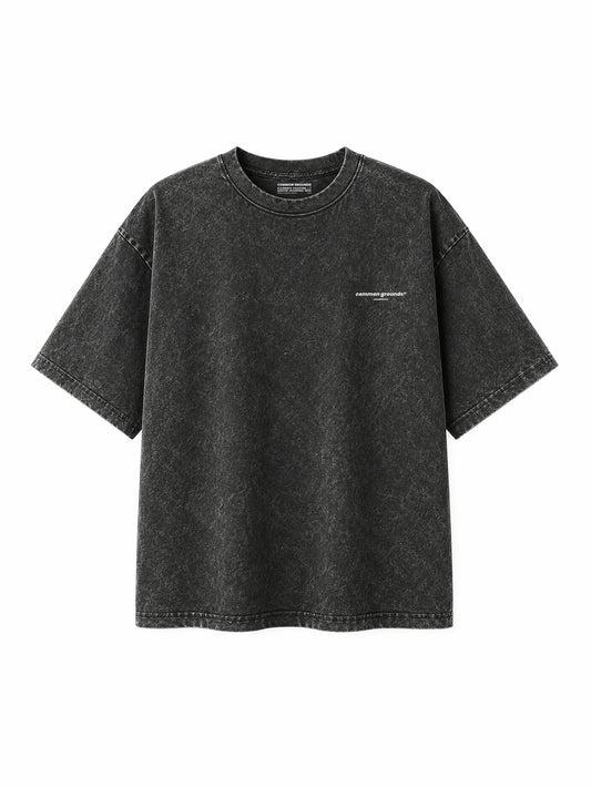 Black acid wash tee “Quality in Motion” by CG STUDIO