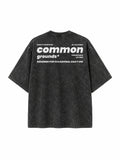 Black acid wash tee “Quality in Motion” by CG STUDIO